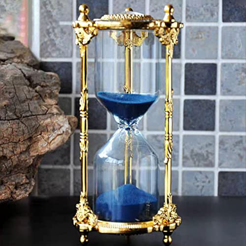 MUNANI Sanduhr-Timer, antike Sanduhr, edles Sanduhr-Geschenk, dekoratives Souvenir, einzigartige kreative Geschenke, 15 Minuten (Farbe: Blauer Edelstein, Größe: 15 Minuten) (Color : Gold)