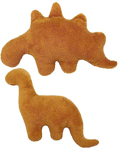 tiopeia Dino-Nugget-Kissen Plüschtier 2 Stück Chicken Nugget Kuscheltier | Dino Kuscheltier, Stofftier für Kinder, Braunes Kuscheltier, Döner Kissen, Brontosaurus, Stegosaurus