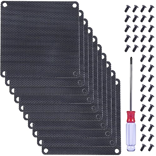 Xiatiaosann 120 mm x 120 mm fläkt dammfilter, 120 mm PVC, svart, PC-kylare, dammsäkert höljeskydd, datornät, fläkt, dammsäkert hölje med skruvar, skruvmejsel (10 stycken)