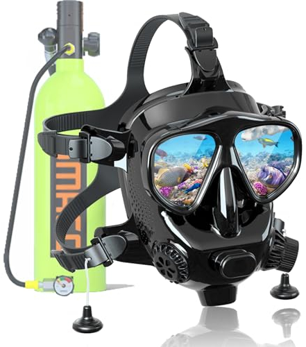 MODJUEGO Maschera Subacquea Integrale con Supporto per Fotocamera, Regolabile,Vista Panoramica A 180° per Adulti,Anti-appannamento,Anti-perdite,Set con Tappo Asciutto