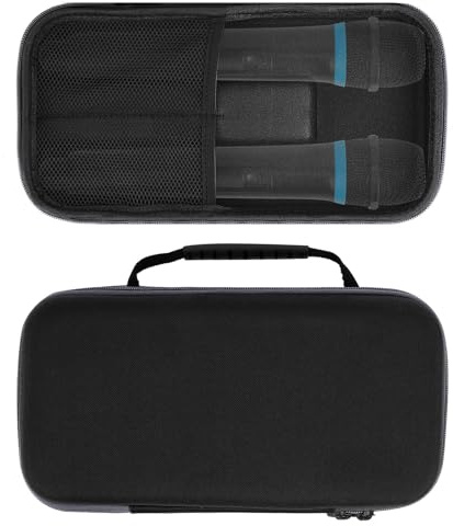 Geekria for Creators - Custodia per microfono, custodia rigida con doppio microfono, custodia protettiva da viaggio con vano per cavi, compatibile con TONOR TW-820, TW630, TW620, Shure BLX2/PG58,