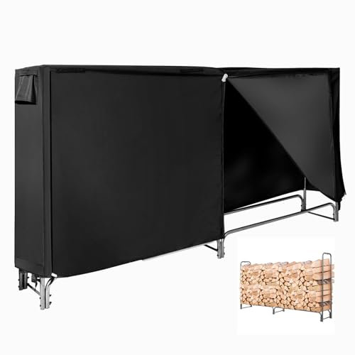 GOPLUS Porte-Bûches Extérieur 122,5CM/153CM/192CM/240CM, avec Housse en PVC 600D Imperméable, Range-bûches Bois Chauffage Hauteur 122,5CM Extérieur, Noir (240x35,5CM)