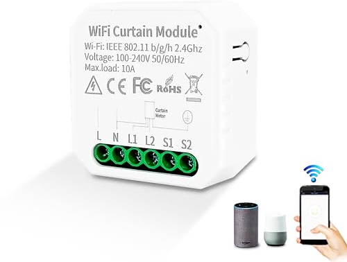 Interruttore per tapparelle smart Alexa Tuya WiFi, timer per tapparelle, compatibile con Alexa Google Assistant Smart Life, telecomando solo 2,4 GHz (1)