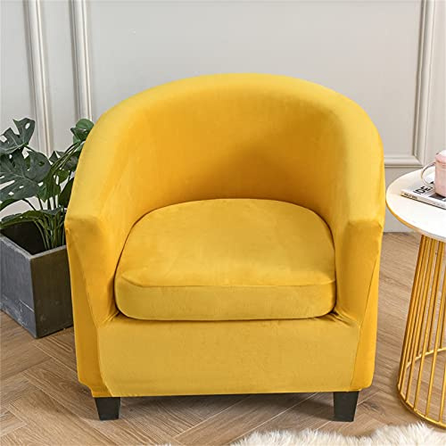 Morbuy Sesselbezug Stretch mit Armlehne, 2er Set Sessel Überzug Universal Sesselhussen Stretch Weich Sesselüberzug Elastisch Hussen für Clubsessel Cocktailsessel (Plüsch-Gelb)