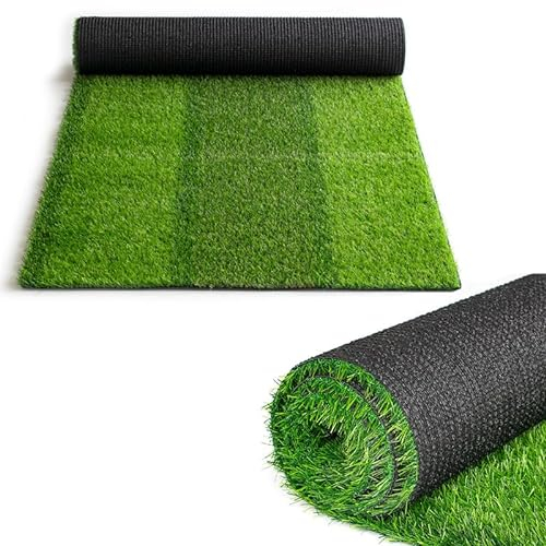 NINXANG Kunstrasen-Outdoor-Teppich, individuelle Größe, Zebrastreifen, Läufer mit Drainagelöchern für Landschaft, Balkon, Dach, Garten und Sport, Kunstrasen, 90 x 3 m, 2,3 cm hoher Kunstrasen