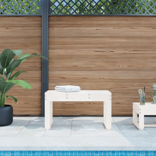 KTHLBRH Gartenbank Weiß 80x38x45 cm Massivholz Kiefer, Garten Bank Rasen Bank Terrassenbank Park Bank für Gärten, Balkone, Terrassen, Parks