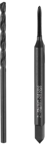 sourcing map Tap & Drill Bit Set, 1pcs 2-56 UNC Straight Flute Thread Taps and 1pcs 1.8mm Twist Drill Bits, Black Oxide HSS6542 Screw Tapping Threading Tools