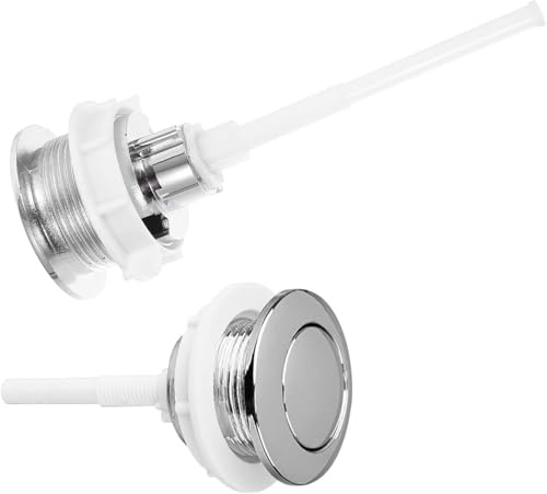 2Pcs Toilet Flush Buttons, 38mm Single Flush Toilet Push Buttons, Chrome Replacement Kit, Durable ABS, Easy Installation, Universal Compatibility, Bathroom Toilet Cistern Flush Repair
