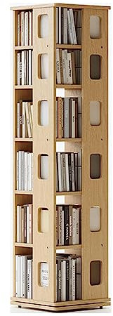 Bücherturm Freistehend Drehbares Bücherregal aus Holz, um 360° stehendes Bücherregal, 6 Ebenen, Bücherregal, Organizer, Ecke, stapelbar, für Zuhause, Wohnzimmer, Bücherregal perfekte Darstellung