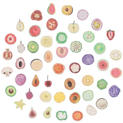 NUOBESTY 50pcs Fruit Stickers Lovely Cartoon Decals Fruits Themed Sticker Decorations Removable Adhesive Luggage Phone Decor