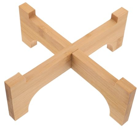 FUNOMOCYA Bamboo Wood Base Glass Bottle Stand Slit Storage Rack Bottle Rack Indoor Plant Stands Shelf