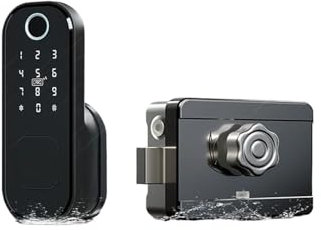 VEKELETE Serratura for Porta con Impronta Digitale, Serratura for cancello Esterno Impermeabile, Bluetooth TTlock, Wi-Fi, codice di Accesso, Scheda RFID, Serratura Elettronica Frontale Senza Chiave