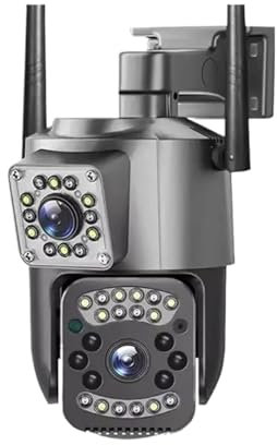 Telecamera IP WIFI 8MP 4K con doppio obiettivo PTZ, scheda SIM 4G, webcam esterna, allarme, zoom 10X, protezione di sicurezza CCTV for la casa intelligente, monitor Cam(UK Plug,WiFi Camera ADD 64G)