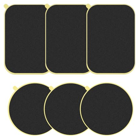 ePicsoa Metallplatte Handy, 6 Stück Handy Metall Platte, Metallplättchen Selbstklebend, Schwarz und Silber Metall Platte mit Klebefolie für Kfz Magnet Handy Halterung, 3 Runden und 3 Rechtecke