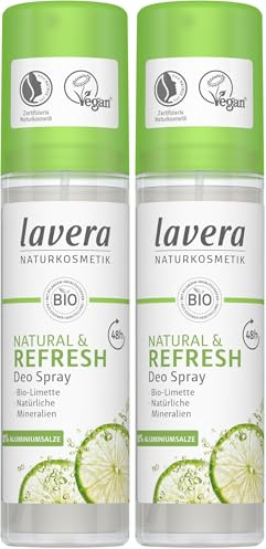 lavera Deo Spray NATURAL REFRESH - unisex Deo mit Bio-Limette & natürlichen Mineralien - 48h zuverlässiger Schutz - ohne Aluminium- frisches Hautgefühl - vegan - Naturkosmetik - Bio (1 x 75 ml)