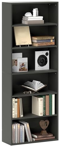 HOMCOM 6 Tier Bookshelf, Freestanding Bookcase with Adjustable Shelves, Display Storage Unit for Living Room, Bedroom, Study, 60 x 24 x 158.5 cm, Black