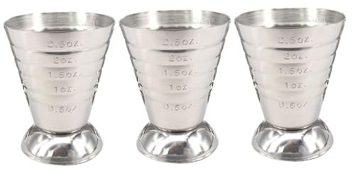 Holibanna 3 Piezas vaso mezclador barra de jigger vaso medidor taza de medición taza de tiro de medición barra jigger de onzas Plata