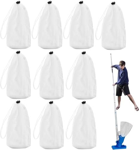 Bolsas De Filtro De Malla para Aspiradora para Piscinas, Filtros con Malla Fina para Aspirador De Piscina, 10 Unidades Accesorios de Limpieza Reutilizables de Nylon para Suciedad, Pelos, y Hojas