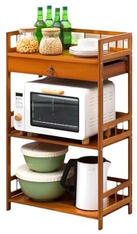Wooden Kitchen Etagere with Rounded Corners and Safety Rail Large Storage Shelf for Home & Kitchen (B 52 * 30 * 88cm) - Stylish & Functional Display Solution