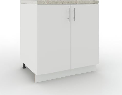 JD Greta Adjustable Kitchen Sink Base Unit - 800mm - Sink Cabinet with Doors & Worktop - White Matt