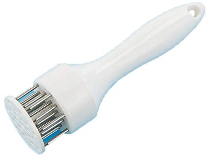 JINGYAN Batticarne Stainless Steel Steak Hammer Loose Meat Needle Home Meat Tenderizer Piercing Rib Breaker Beat Meat Hammer Buckle Meat Needle(White)