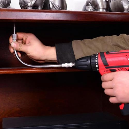 Zilimontt Eje de extensión de broca hexagonal flexible de 1/4 pulgadas, accesorio de destornillador de metal para taladros eléctricos, controladores y destornilladores de trinquete, varilla de
