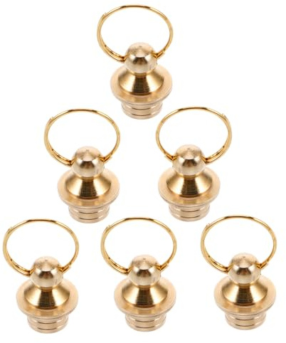 BAZEITFLOW 6pcs Small Gourd Brass Inserts and Decorative Caps, Sturdy Brass Lids for Gourd Bottles, Elegant Finials for Craft and Sealing Accessories