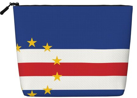 Flag of Cape Verde Fake Hemp Makeup Bag Large Capacity Travel Organizer for Business Trip and Daily Use