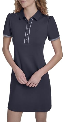 Nautica Women's Short Sleeve Polo Collared Knit Dress, Night Sky, Large