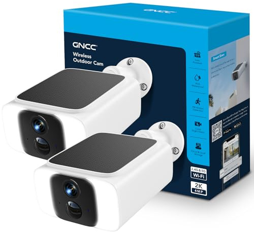 GNCC 2K 4MP övervakningskamera utomhus batteri Solar 5G/2,4 G Hz WLAN (2 st)