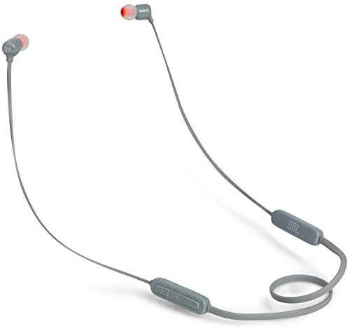 JBL T110BT – Écouteurs intra-auriculaires légers sans fil – Bluetooth – Avec commande pour appels – Autonomie jusqu'à 6 hrs – Gris