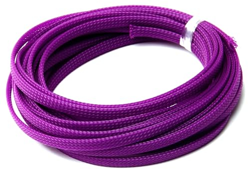 Othmro Manchon de Câble Tressé Flexible et Extensible, Largeur : 6 mm, Longueur : 5 m, Violet, Convient aux Câbles d'alimentation, aux Câbles Audio-Vidéo, aux Câbles de Fixation et d'interconnexion