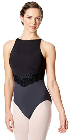 LULLI Dancewear Damen Ballett Trikot/Body/Leotard Anita Gerade mit Shelf-Bra - Farbe: Schwarz - Größe: M