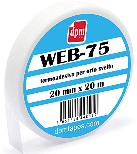 Dpm tapes - Web 75 - Bügelband für schnelle Falten an Hosen ohne Nähte - Auch für dicke Stoffe geeignet - Vielseitig, strapazierfähig und maschinenwaschbar - Bekleidung und Stoffe - (20 mm x 20 m)