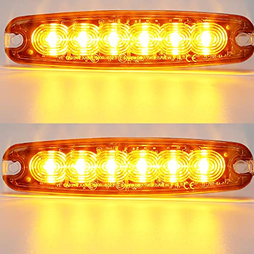 AGRISHOP 12V/24V 6LED Warnlicht Stroboskoplicht,Ultradünn Led Seite Frontblitzer Amber Blitzer Blitzmodul Orange,Notfall Warnung Beacon Blinklichter led Gelb Bar für Autodachträger PKW LKW ECE R65 R10