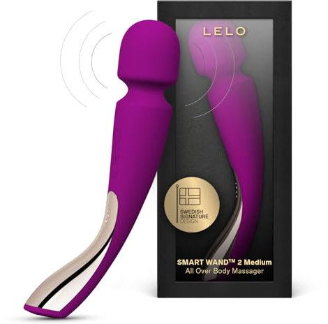 LELO Smart Wand 2 Medium Personal Wand Massager Tension Releasing Muscle and Body Massager, Waterproof & Wireless Rechargeable Wand Vibrator, Personal Vibrator Wand for Her, Deep Rose