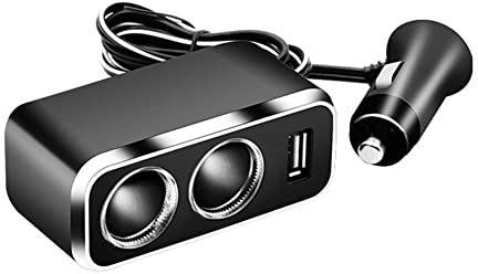 iSpchen Doppia Presa accendisigari da Auto Caricabatteria Auto USB Adattatore Accendisigari 80W Sdoppiatore Presa Accendisigari 12V/24V Adattatore da Auto per GPS, Cellulare, Dash CAM
