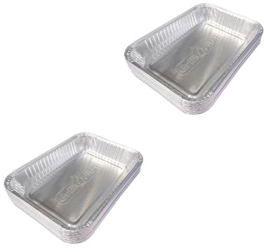 Grillfürst 20 Fettauffangschalen (2x10) aus Aluminium für Gasgrill-Stationen, 21.8 x 15.1 x 3.4 cm (B/T/H), Aluminium Auffangschalen für Fettauffangbehälter von Gasgrills, 20 Stück
