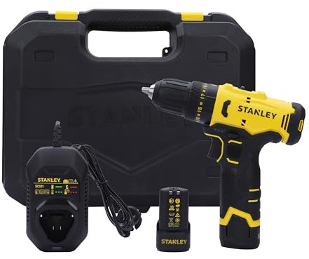 STANLEY Trapano avvitatore a percussione SCH10D2K-IN spazzolato con batteria da 2 Ah e caricabatterie da 1,5 A