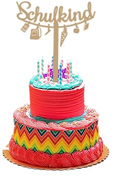 Cake Topper - Endlich Schulkind - Tortendeko, Holz, Einschulung, Torten Topper, Cupcake, Kuchen, Deko, Schulanfang, Schuleinführung, 1. Schultag, Party, Deko, Geschenk für Jungen, Mädchen bzw. Kinder