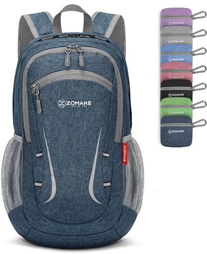ZOMAKE Bag Kleiner Faltbarer Rucksäcke Leichter Rucksack 20l für Sports Wandern Reisen und Städtetrips,Tagesrucksack für Frauen Herren(Saphirblau)