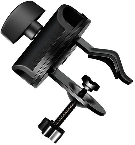 Mikrofonständerzubehör 15mm Mikrofonarm Tischhalterung mit Drehplatte | Metall, Schwarzes Design, Ergonomischer Knopf, 360 Grad Rotation, für Proberaum und Aufnahmestudio