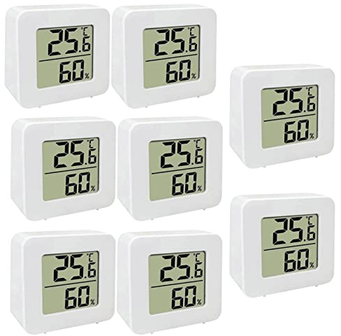 Anloximt 8Pack hygromètre Digital Thermomètre d'ambiance Jauge d'humidité Hygromètre avec écran LCD Hygromètre d'ambiance numérique pour Humidificateurs Serre Jardin Cave Intérieur Extérieur