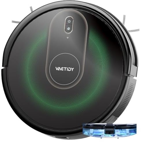 Vactidy Robot Aspirapolvere Lavapavimenti T8, Aspirazione Potenza,Serbatoio Acqua Elettrico 2-In-1,Controllo SIRI & APP & Alexa,per Pulizia Domestica/Capelli/Polvere/Lavapavimenti