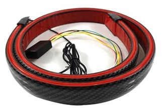 Aileron Coffre Feu Becquet LED pour Aile Arrière Style Automobile, 120cm, en Fiber Carbone, Lampe À Flux, Clignotant, Voyant D'avertissement Freinage Becquet Toit