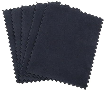 XPJYUA Silberputztuch für schmuck 10 Stück Silberpoliertuch, Silberreinigungs-Poliertuch, weiches, sauberes Wischtuch, Wischtuch for Silber- und Goldschmuckwerkzeuge(Color:6x8cm Black)
