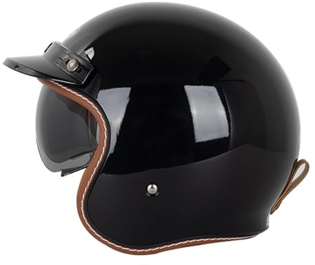 Retro Motorrad Motorradhelm, Motorrad Jethelm 3/4 mit Visier, ECE-Zertifiziert für Herren und Damen - Ideal für Vespa, Moped, Mofa, Scooter und Roller, Halbschalenhelm