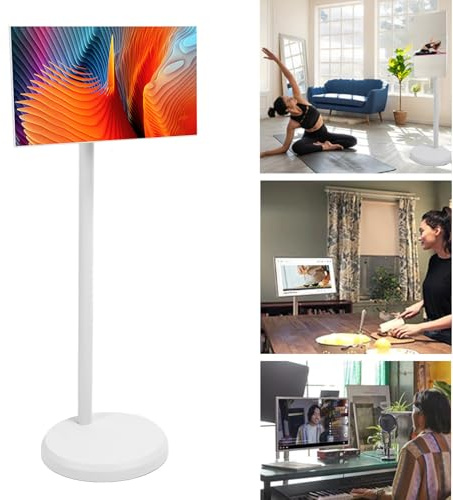 SENECESLI 21,5 Zoll Smart Tragbarer Fernseher auf Rädern Tragbarer 1080p Touchscreen Monitors, Vollständig Schwenkbar, Smart Bildschirm Zum Fernsehen, Video Streaming, Live Übertragung (EU)