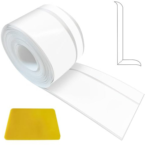 Weichsockelleiste Sockelleiste Selbstklebend 50 x 20mm 6 Meter PVC Flexibel Fussleisten Selbstklebend für Küche Bad und Badezimmer Weichsockelleiste Selbstklebend Weiß