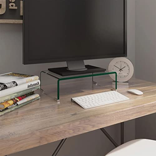 CINDERFUL TV-Tisch/Bildschirmerhöhung Glas Transparent 40x25x11 cm,Rückenfreundliche TVErhöhung aus Glas – für Komfortables Sitzen und optimale Bildschirmansicht TV-Möbel, TV-Bänke